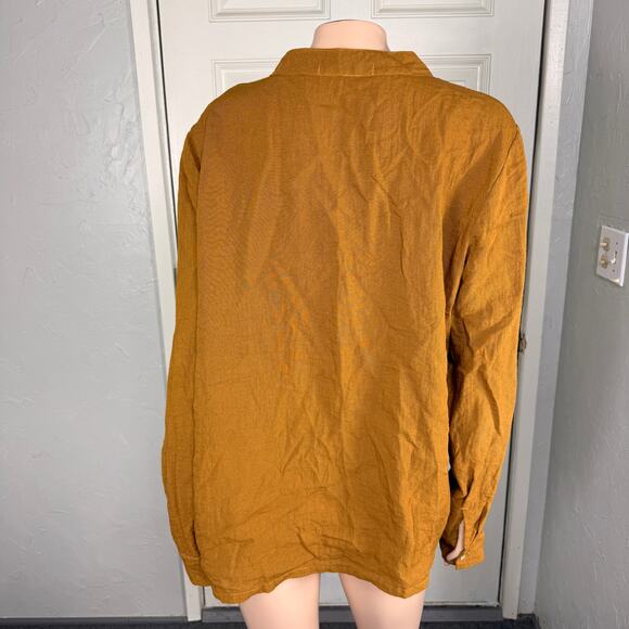 Cut Loose Women's Shirt Jacket M Mustard Yellow Rayon Lagenlook Bohemian I3-20 - Picture 3 of 6